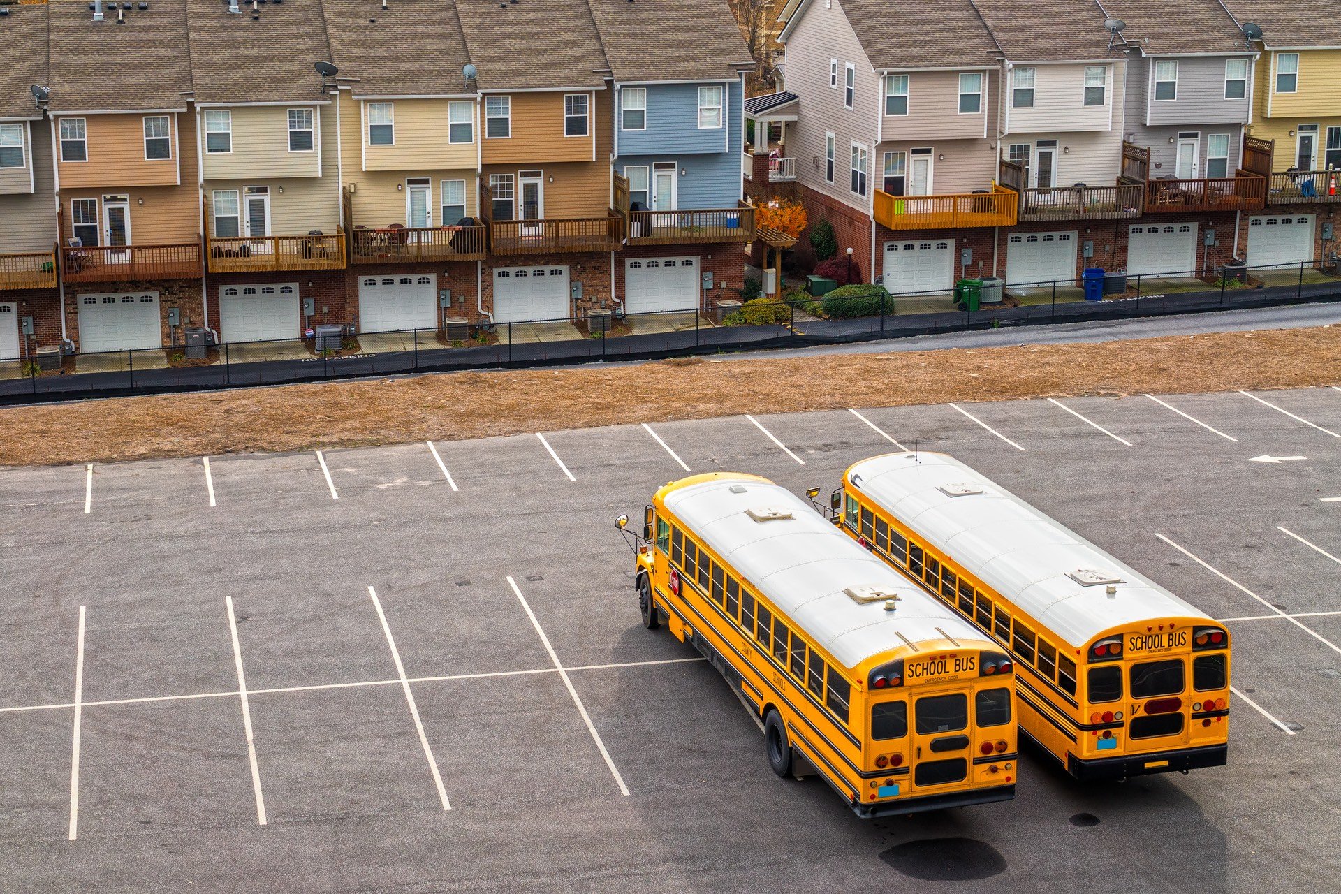 school buses parked